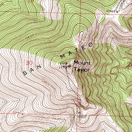 Topographic Map of Mount Taylor Historical Marker, NM