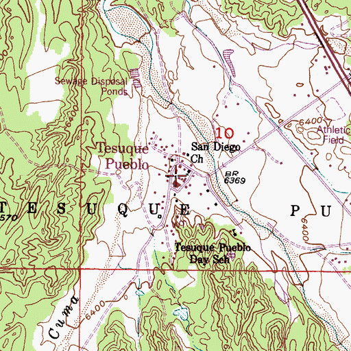 Topographic Map of Pueblo of Tesuque Historical Marker, NM