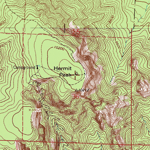 Topographic Map of Hermits Peak Historical Marker, NM