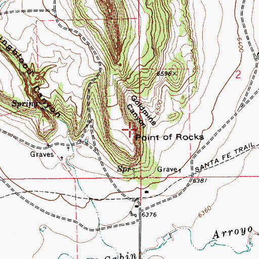 Topographic Map of Point of Rocks Historical Marker, NM