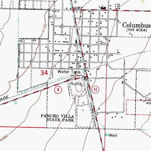 Topographic Map of Pancho Villas Raid Historical Marker, NM