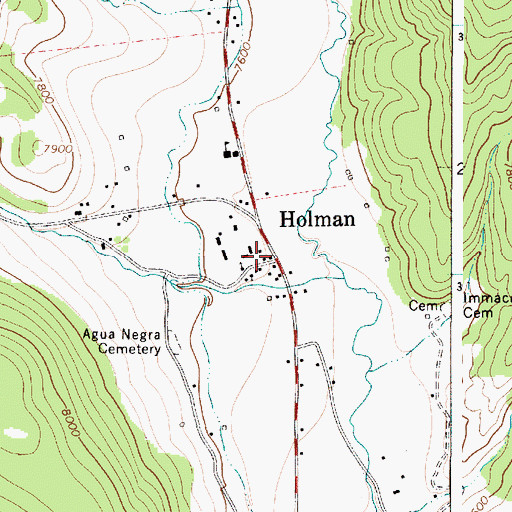 Topographic Map of Holman Presbyterian Cemetery, NM