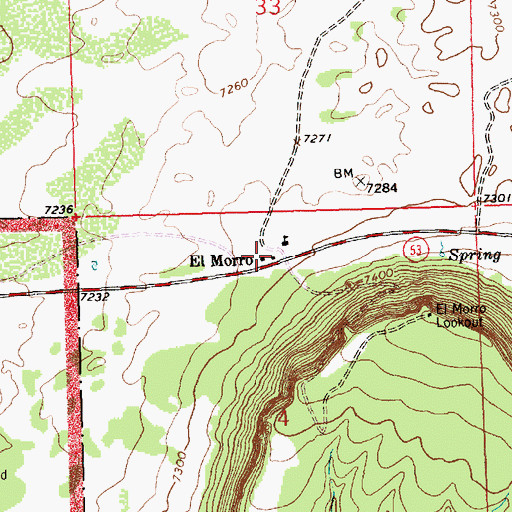 Topographic Map of El Morro National Monument Inscription Rock Historical Marker, NM
