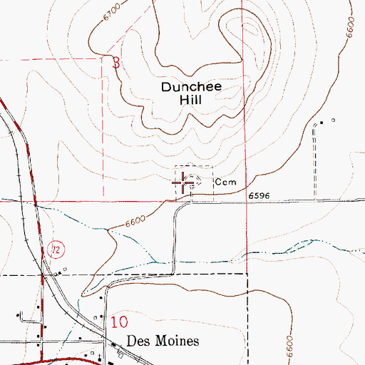 Topographic Map of Des Moines Cemetery, NM
