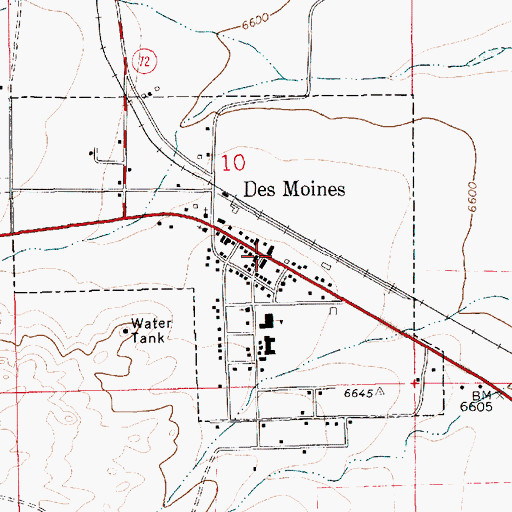 Topographic Map of Des Moines Weather Station, NM