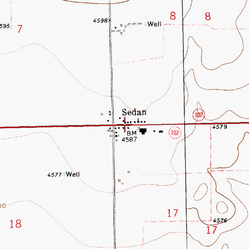 Topographic Map of Sedan Weather Station, NM