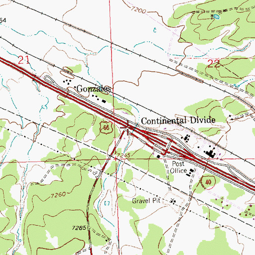 Topographic Map of Continental Divide Historical Marker, NM
