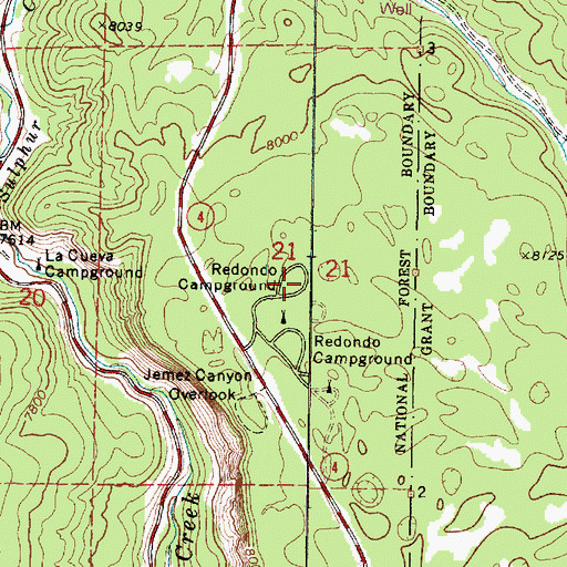 Topographic Map of Valle Grande Historical Marker, NM