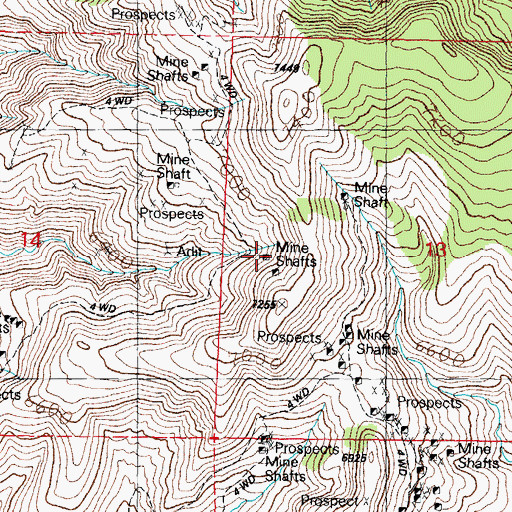 Topographic Map of Gladys Mine, NM