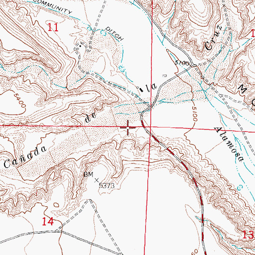 Topographic Map of Caada de la Cruz, NM