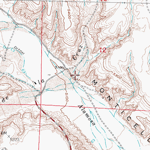 Topographic Map of Caada de la Cruz, NM
