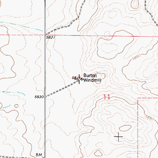 Topographic Map of Burton Windmill, NM