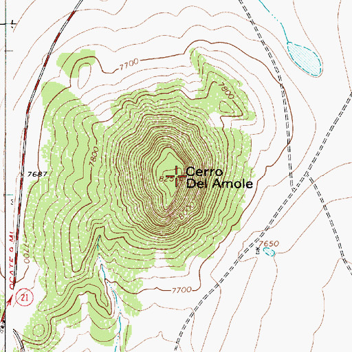 Topographic Map of Cerro del Amole, NM