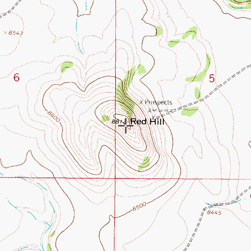 Topographic Map of Red Hill, NM