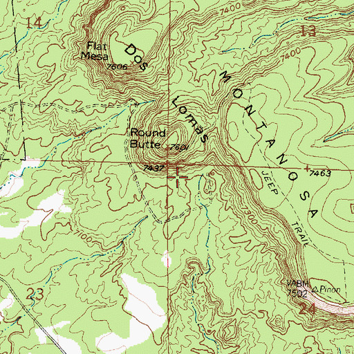 Topographic Map of Round Butte, NM