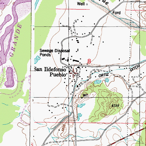Topographic Map of San Ildefonso Pueblo, NM