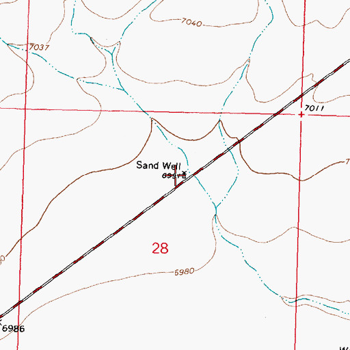 Topographic Map of Sand Well, NM