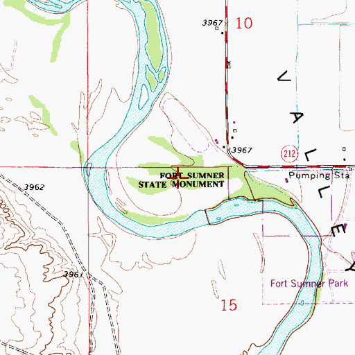 Topographic Map of Fort Sumner State Monument, NM