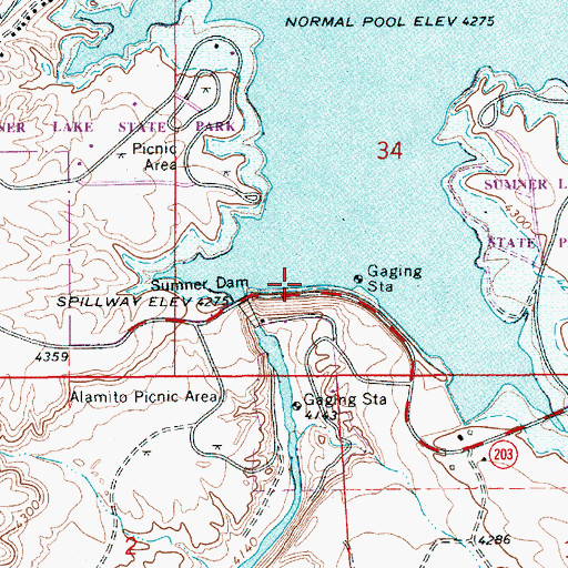 Topographic Map of Sumner Lake State Park, NM