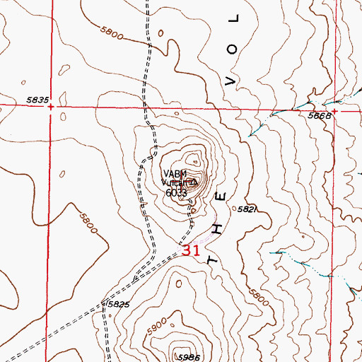 Topographic Map of Vulcan Volcano, NM