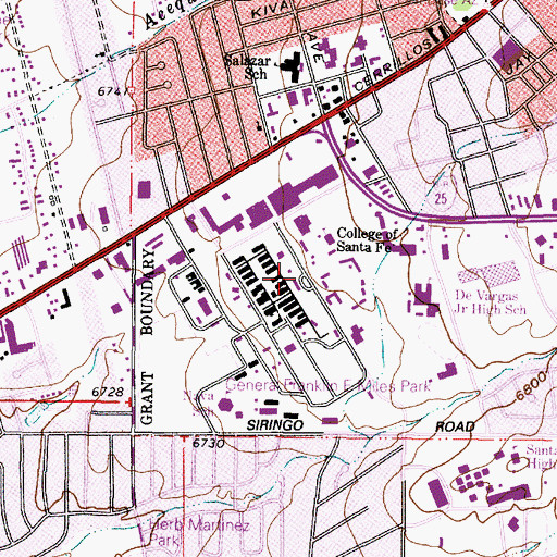 Topographic Map of Institute of American Indian Arts Ceramics Studio, NM