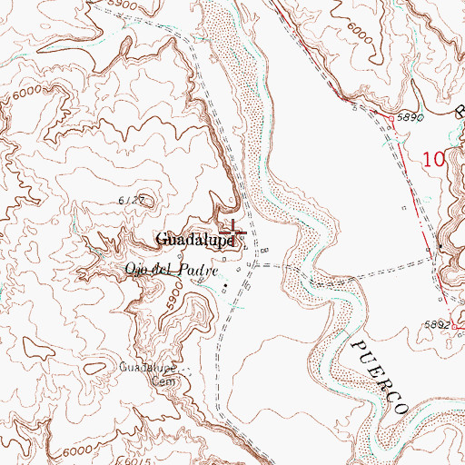 Topographic Map of Guadalupe Ruin Historic Site, NM