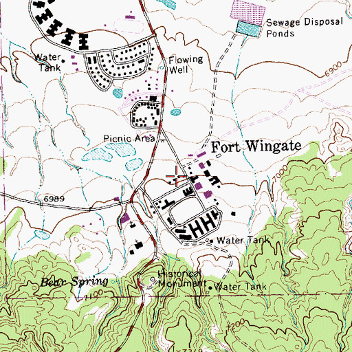 Topographic Map of Fort Wingate Historic District, NM