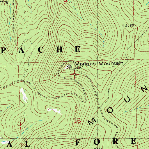 Topographic Map of Mangas Mountain Lookout Complex Historic Site, NM