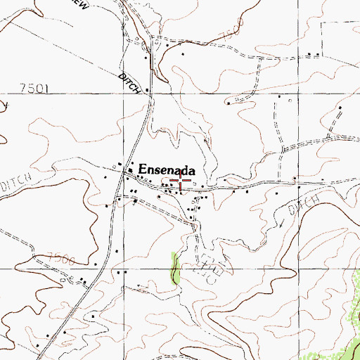 Topographic Map of Ensenada Community Ditch Historic Site, NM