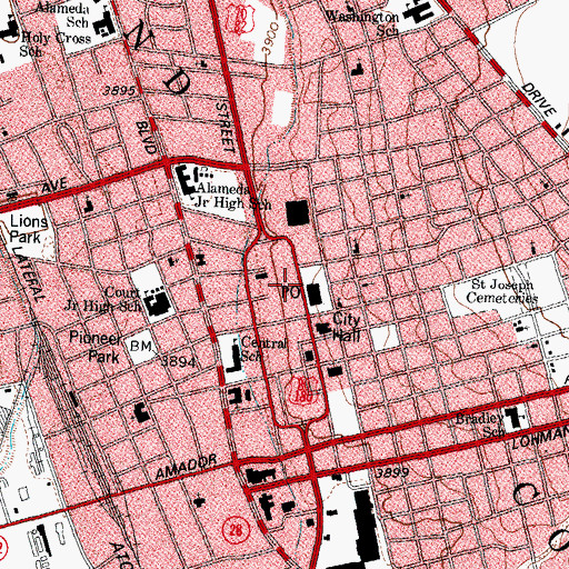 Topographic Map of Rhodes Hall, NM