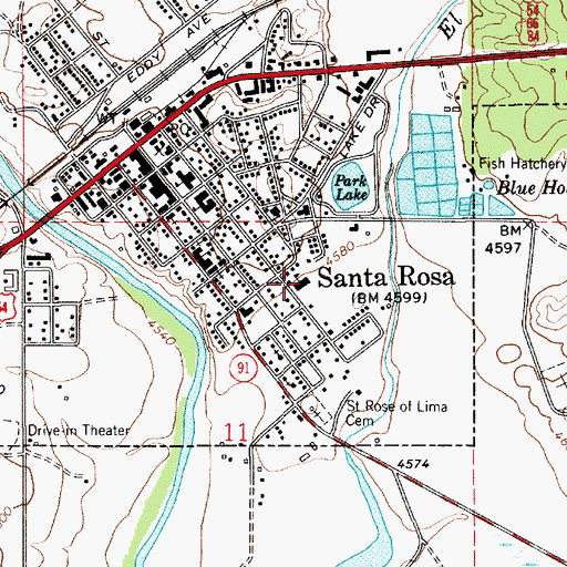 Topographic Map of Santa Rosa Elementary School, NM