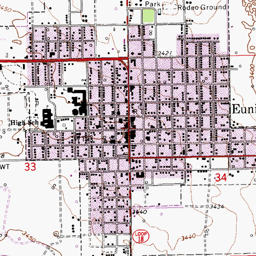 Topographic Map of Caton Junior High School, NM