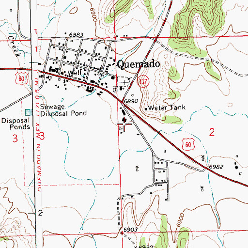 Topographic Map of Quemado Elementary School, NM