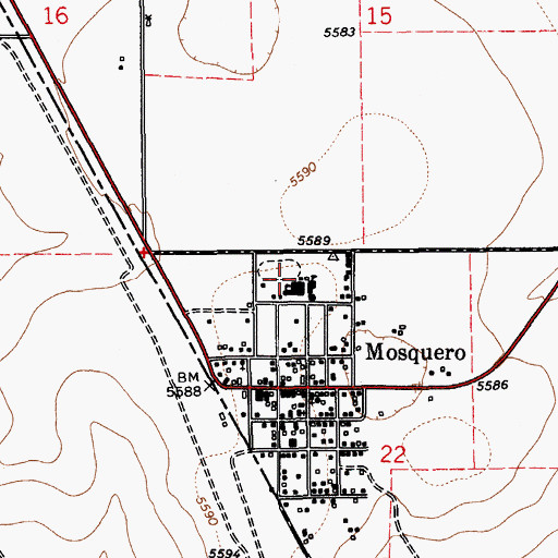 Topographic Map of Mosquero Elementary School, NM