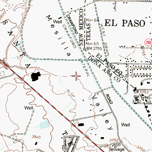 Topographic Map of Alliance Hospital of Santa Teresa, NM