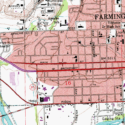 Topographic Map of Main Street Mall, NM