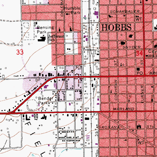 Topographic Map of Downtown Mini Mall, NM