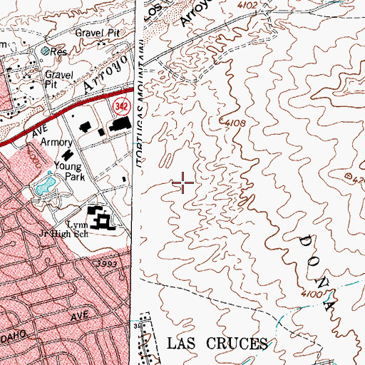 Topographic Map of Mesilla Valley Mall, NM