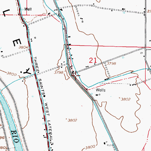 Topographic Map of Bosque School (historical), NM