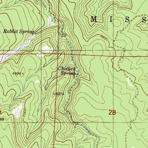 Topographic Map of Chicken Spring, NM