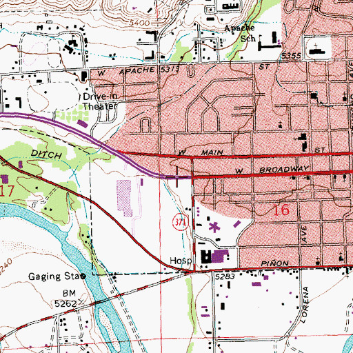 Topographic Map of Animas Elementary School, NM
