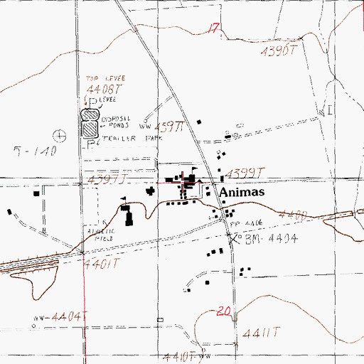 Topographic Map of Animas High School, NM