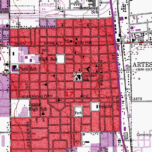 Topographic Map of Artesia High School, NM