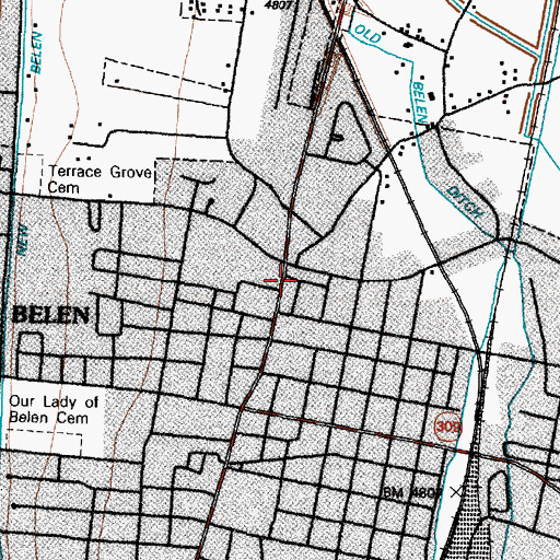 Topographic Map of Belen High School, NM
