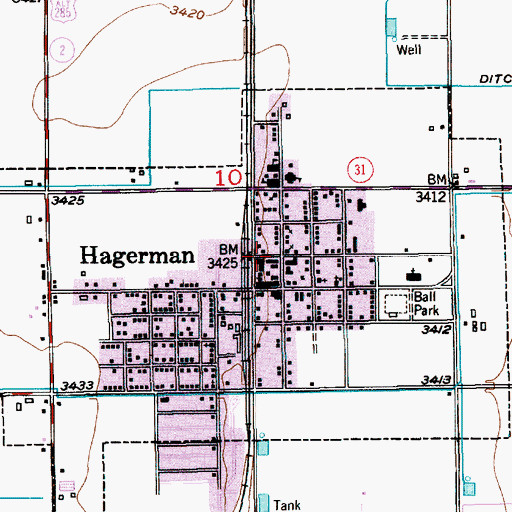 Topographic Map of First Baptist Church, NM