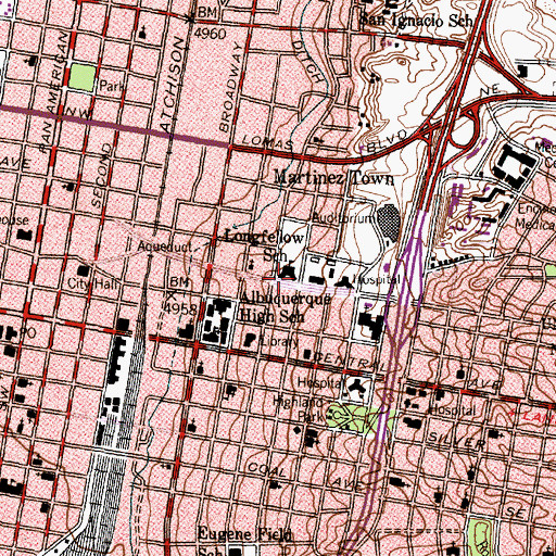 Topographic Map of Care Unit Hospital of Albuquerque, NM