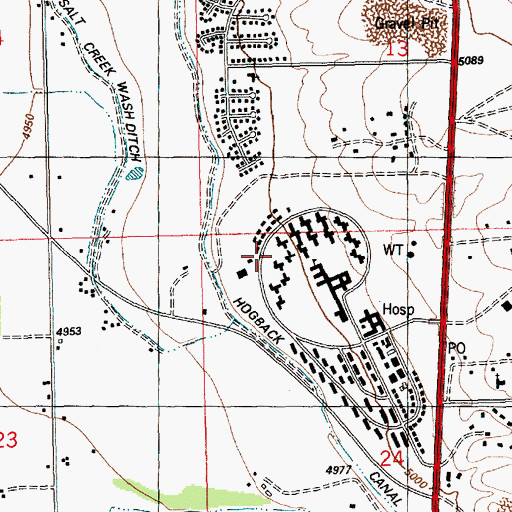 Topographic Map of Shiprock Northwest High School, NM