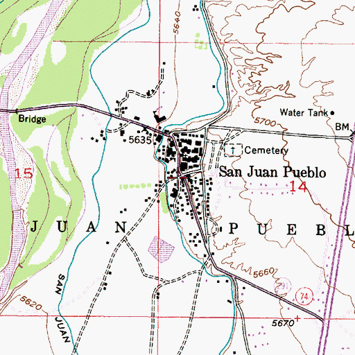 Topographic Map of San Juan Day School, NM