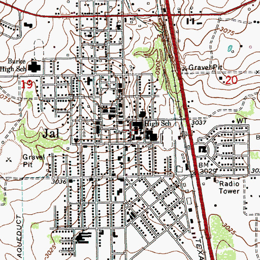 Topographic Map of Jal Junior / Senior High School, NM
