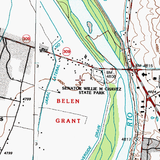 Topographic Map of Senator Willie M Chavez State Park, NM